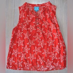 Women’s Escapada Orange Sleeveless Top with Starfish XL